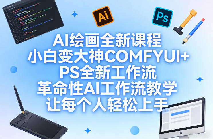 AI绘画全新课程，小白变大神COMFYUI+PS全新工作流，革命性AI工作流教学，让每个人轻松上手-皓哥创业笔记