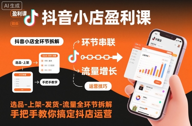 抖音小店盈利课-选品-上架-发货-流量全环节拆解,手把手教你搞定抖店运营-皓哥创业笔记
