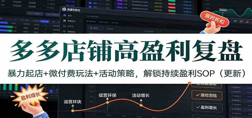 多多店铺高盈利复盘：暴力起店+微付费玩法+活动策略，解锁持续盈利SOP（更新）-皓哥创业笔记