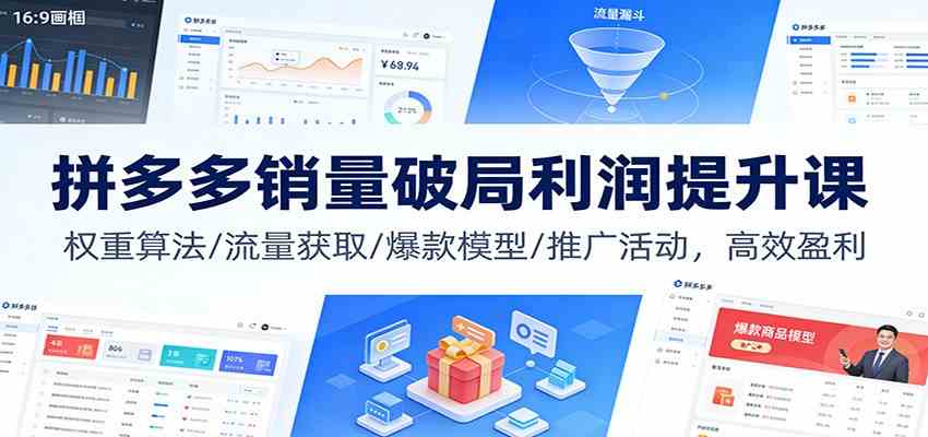 拼多多销量破局利润提升课：权重算法/流量获取/爆款模型/推广活动，高效盈利-皓哥创业笔记
