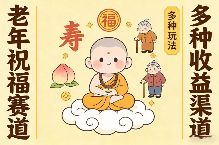 老年祝福赛道，漫画+小佛陀，多种玩法+多种收益渠道【附详细教程】-皓哥创业笔记