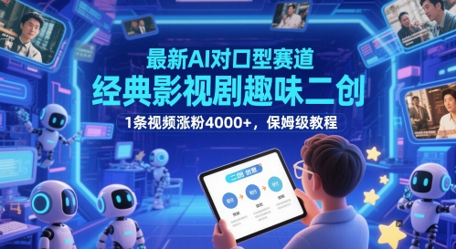 最新AI对口型赛道，经典影视剧趣味二创，1条视频涨粉4000+，保姆级教程-皓哥创业笔记