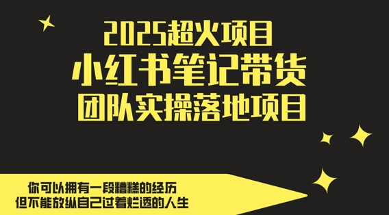 2025超火项目，副业最佳选择，小红书笔记带货团队实操落地项目，，轻松日入5张-皓哥创业笔记
