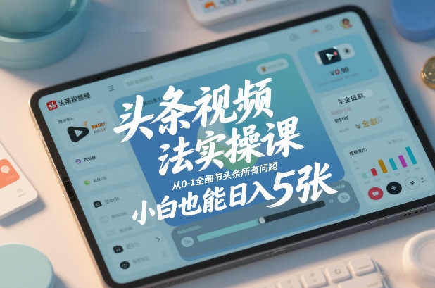 头条视频玩法实操课，从0-1全细节头条所有问题，小白也能日入5张-皓哥创业笔记