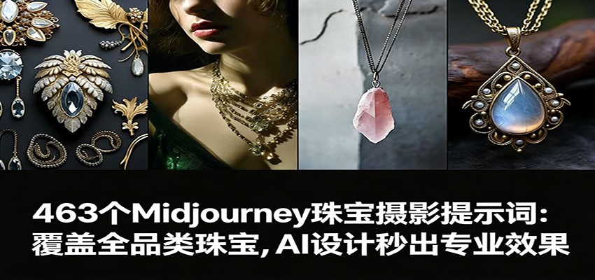 463个Midjourney珠宝摄影提示词：覆盖全品类珠宝，AI设计秒出专业效果-皓哥创业笔记