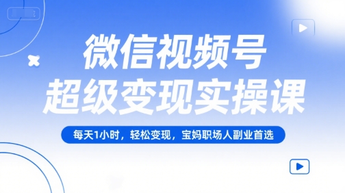 微信视频号超级变现实操课,每天1小时,轻松变现,宝妈职场人副业首选-皓哥创业笔记