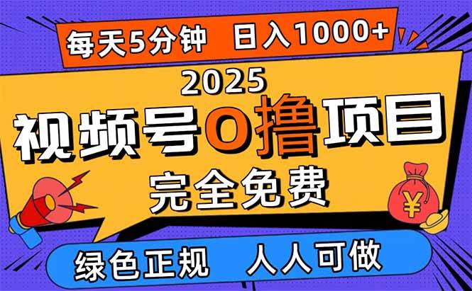 （16388期）2025视频号0撸项目，5分钟一个号，日入1000+，人人可做-皓哥创业笔记
