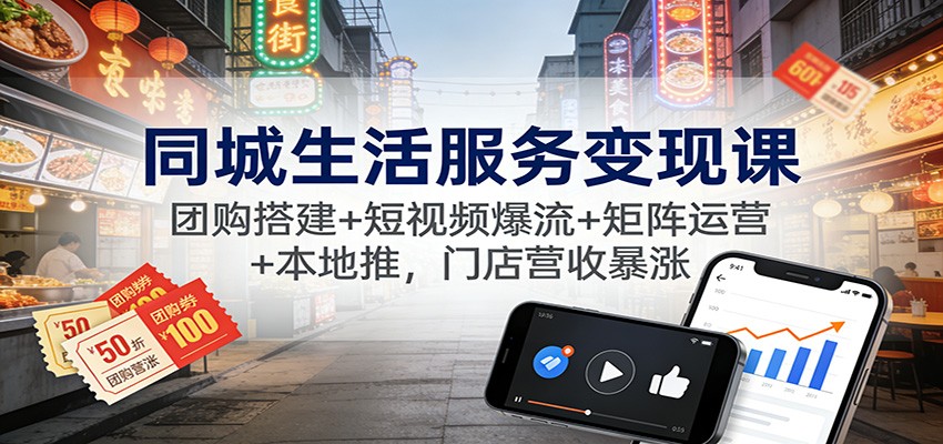 同城生活服务变现课：团购搭建+短视频爆流+矩阵运营+本地推，门店营收暴涨-皓哥创业笔记