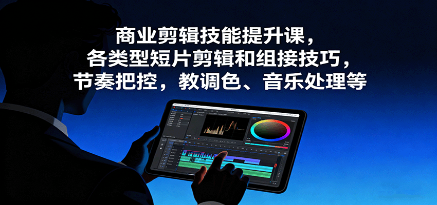 商业剪辑技能提升课，各类型短片剪辑和组接技巧，节奏把控，教调色、音乐处理等-皓哥创业笔记