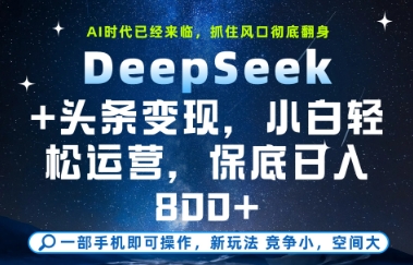 DeepSeek+头条变现，保姆级教学，小白轻松上手，日入8张+【揭秘】-皓哥创业笔记