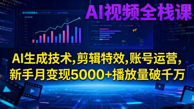 （16603期）AI视频全栈课:AI生成技术,剪辑特效,账号运营,新手月变现5000+播放量破千万-皓哥创业笔记