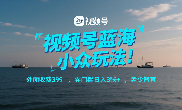 视频号蓝海小众玩法！外面收费399，零门槛日入3张+，老少皆宜-皓哥创业笔记