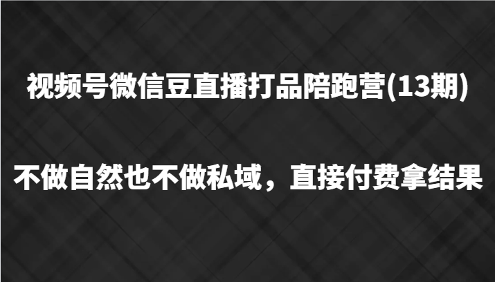 视频号微信豆直播打品陪跑(13期)，不做不自然流不做私域，直接付费拿结果-皓哥创业笔记