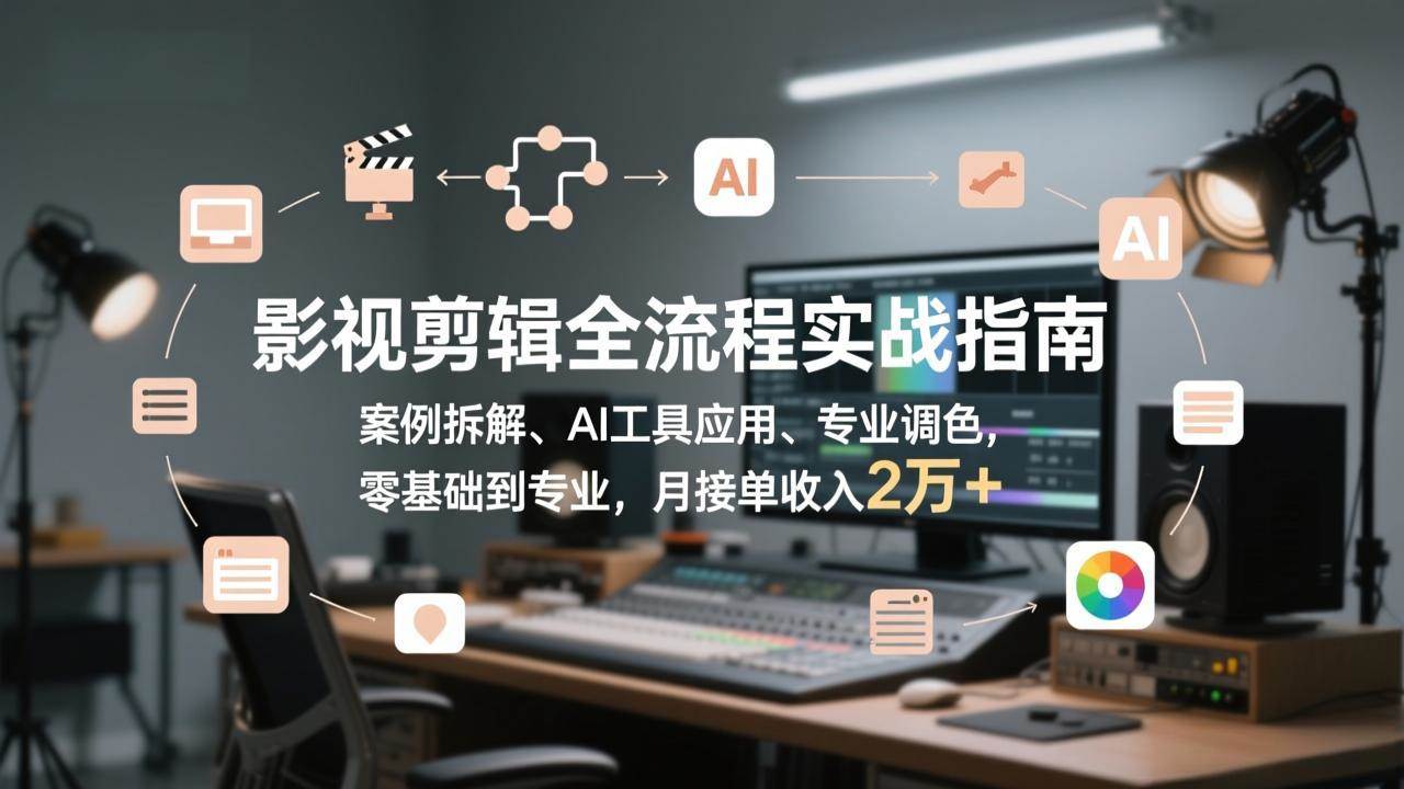 （17338期）影视剪辑全流程实战指南，案例拆解、AI工具应用、专业调色，零基础到专业，月接单收入2万+-皓哥创业笔记