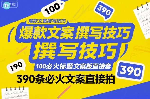 爆款文案撰写技巧，100个必火标题文案模版直接套，390条必火文案直接拍-皓哥创业笔记