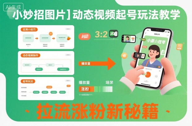 小妙招图片＋动态视频起号玩法教学，拉流涨粉新秘籍-皓哥创业笔记