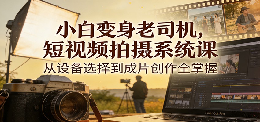 小白变身老司机，短视频拍摄系统课，从设备选择到成片创作全掌握-皓哥创业笔记