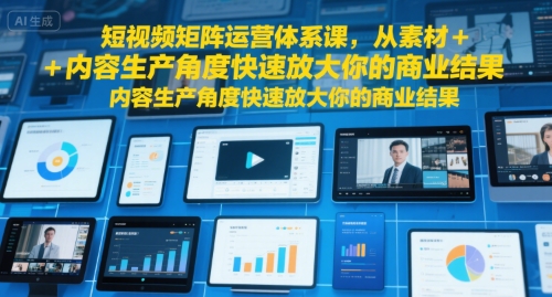短视频矩阵运营体系课，从素材+内容生产角度快速放大你的商业结果-皓哥创业笔记