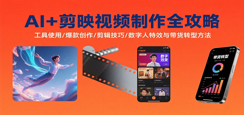AI+剪映视频制作全攻略：工具使用/爆款创作/剪辑技巧/数字人特效与带货转型方法-皓哥创业笔记