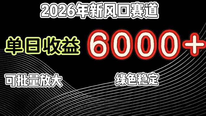（17135期）2026年新风口赛道，当日6000+以上，可批量放大，月收入20万+，长期绿色稳定的项目-皓哥创业笔记