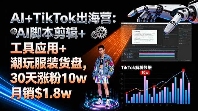 （16108期）AI+TikTok出海营:AI脚本剪辑+工具应用+潮玩服装货盘,30天涨粉10w月销$1.8w-皓哥创业笔记