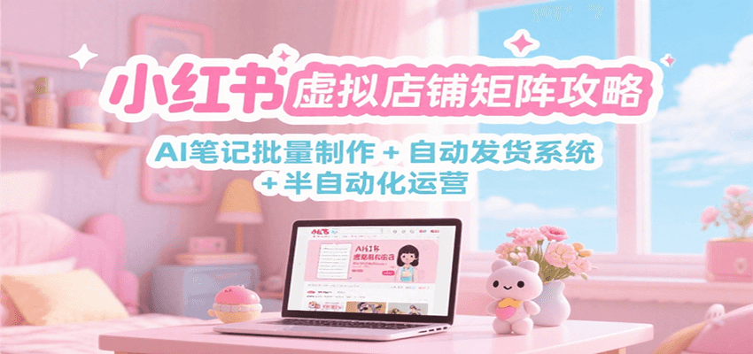 小红书虚拟店铺矩阵攻略：AI笔记批量制作 + 自动发货系统 + 半自动化运营-皓哥创业笔记