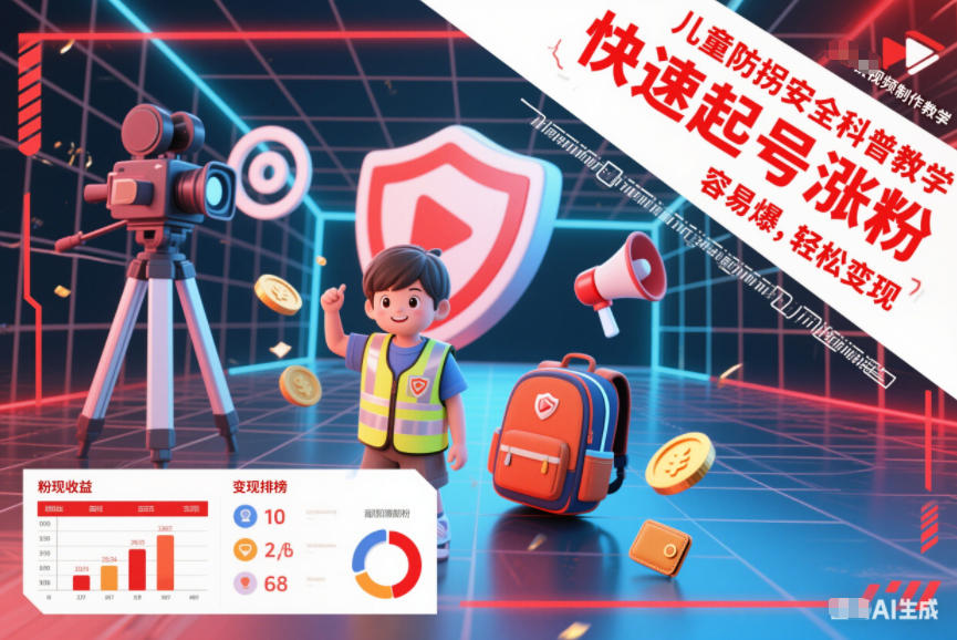 儿童防拐安全科普知识视频制作教学，快速起号涨粉，容易爆，轻松变现-皓哥创业笔记