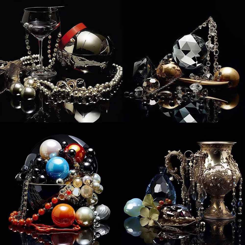 （17272期）460+专业Midjourney珠宝摄影AI提示词+成效果图，戒指/项链/耳环/手链/宝石/及奢侈配饰等全品类