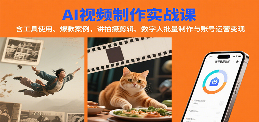 AI视频制作实战：含工具使用、爆款案例，讲拍摄剪辑、数字人批量制作与账号运营变现-皓哥创业笔记