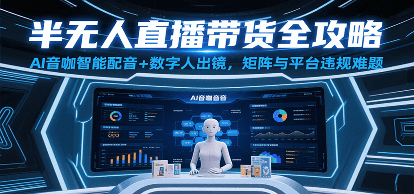半无人直播带货全攻略：AI音咖智能配音+数字人出镜，解决账号矩阵与平台违规难题-皓哥创业笔记