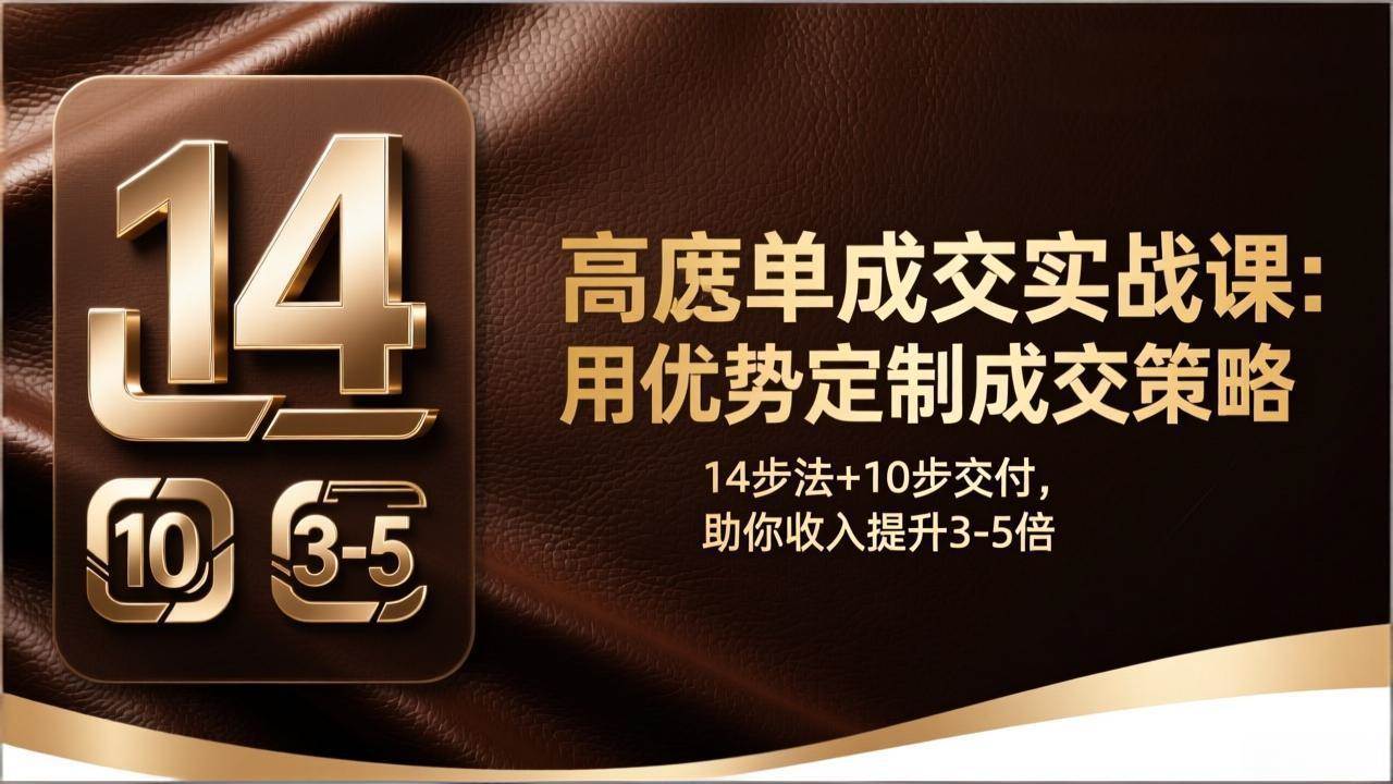(17572期)高客单成交实战课:用优势定制成交策略,14步法+10步交付,助你收入提升3-5倍 (17572期)高客单成交实战课:用优势定制成交策略,14步法+10步交付,助你收入提升3-5倍