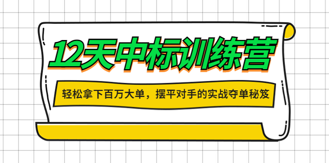 图片[1]-（4116期）12天中标训练营：轻松拿下百万大单，摆平对手的实战夺单秘笈！-皓哥创业笔记