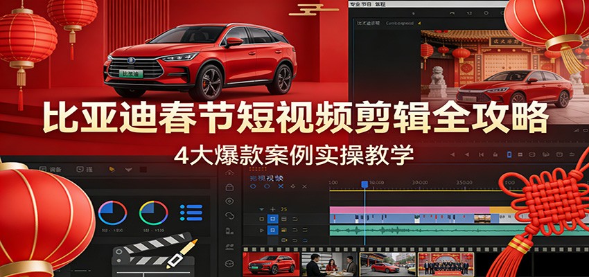 比亚迪春节短视频剪辑全攻略，4大爆款案例实操教学-皓哥创业笔记