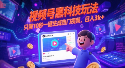 视频号黑科技玩法，只需10秒一键生成热门视频，日入3k+【揭秘】-皓哥创业笔记