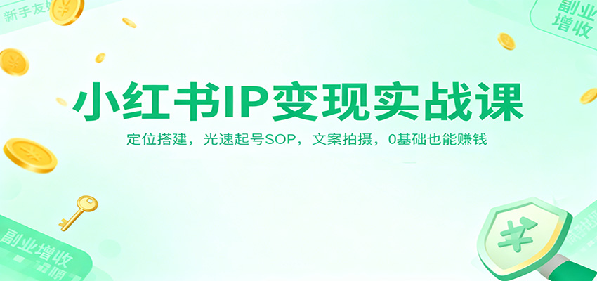 小红书IP变现实战课:定位搭建,光速起号SOP,文案拍摄,0基础也能赚钱-皓哥创业笔记