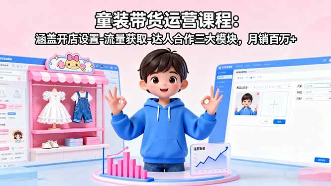 （16081期）童装带货运营课程：涵盖开店设置-流量获取-达人合作三大模块，月销百万+-皓哥创业笔记
