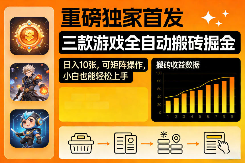 重磅独家首发，三款游戏全自动搬砖掘金，日入10张，可矩阵操作，小白也能轻松上手【揭秘】-皓哥创业笔记