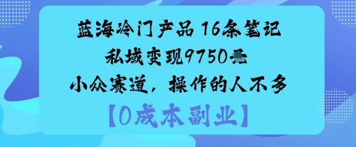 蓝海冷门产品：16条笔记私域变现9750米小众赛道，操作的人不多-皓哥创业笔记