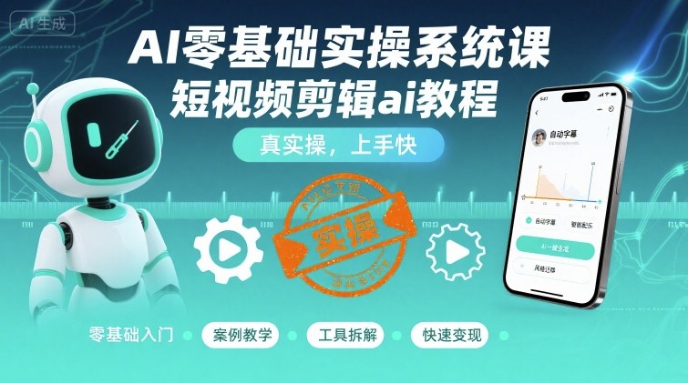 AI零基础实操系统课，短视频剪辑ai教程，真实操，上手快-皓哥创业笔记