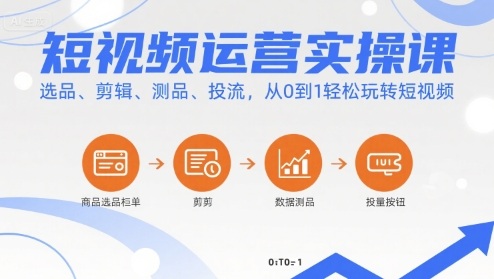 短视频运营实操课，选品、剪辑、测品、投流，从0到1轻松玩转短视频-皓哥创业笔记