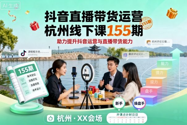 抖音直播带货运营杭州线下课155期，助力提升抖音运营与直播带货能力-皓哥创业笔记