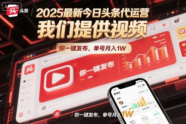 2025最新今日头条代运营,我们提供视频,你一键发布,单号月入1W【揭秘】-皓哥创业笔记