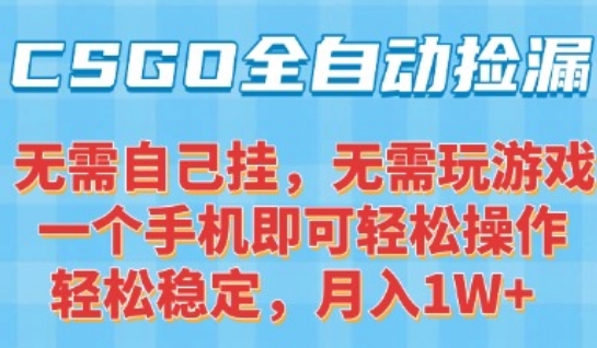 CSGO自动捡漏项目,最新独家玩法,一个手机可操作,新手小白轻松月入1W+,操作简单易上手【揭秘】-皓哥创业笔记