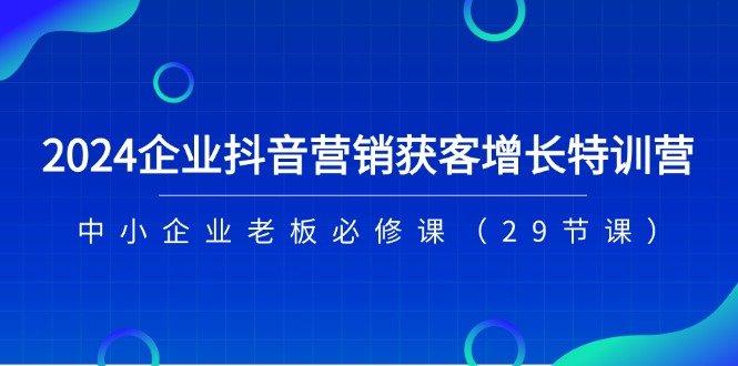 2024企业抖音营销获客增长特训营，中小企业老板必修课（29节课）-皓哥创业笔记