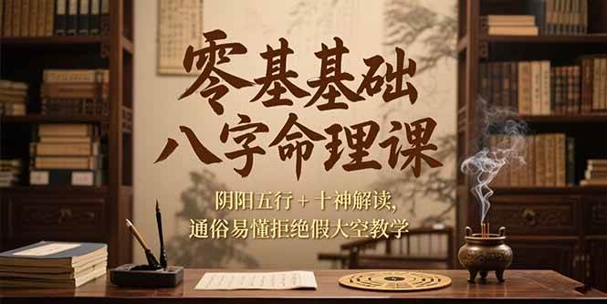 （15283期）零基础八字命理课，阴阳五行+十神解读，通俗易懂拒绝假大空教学-皓哥创业笔记