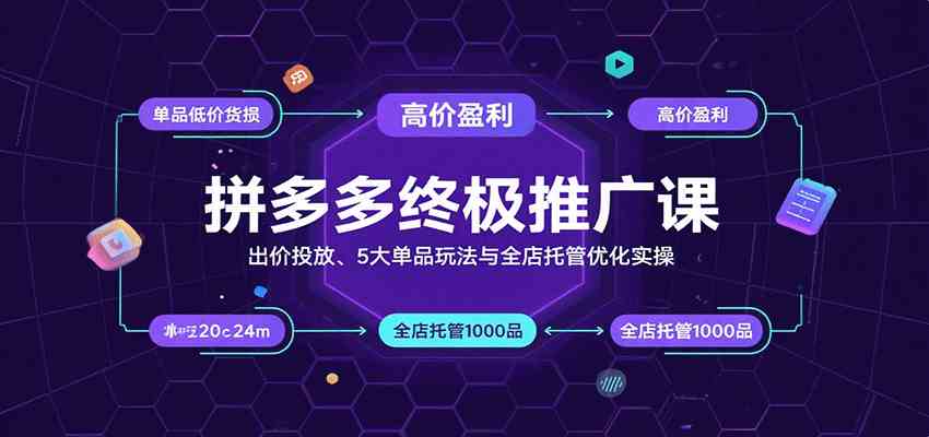 拼多多终极推广课：出价投放、5大单品玩法与全店托管优化实操-皓哥创业笔记