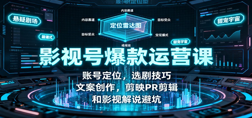 影视号爆款运营课:账号定位,选剧技巧,文案创作,剪映PR剪辑和影视解说避坑-皓哥创业笔记