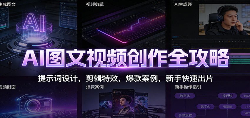 AI图文视频创作全攻略：提示词设计，剪辑特效，爆款案例，新手快速出片-皓哥创业笔记