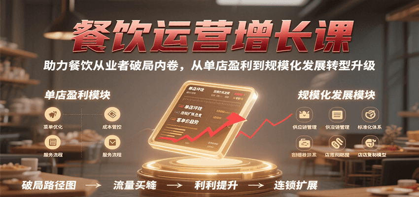 餐饮运营增长课，助力餐饮从业者破局内卷，从单店盈利到规模化发展转型升级-皓哥创业笔记