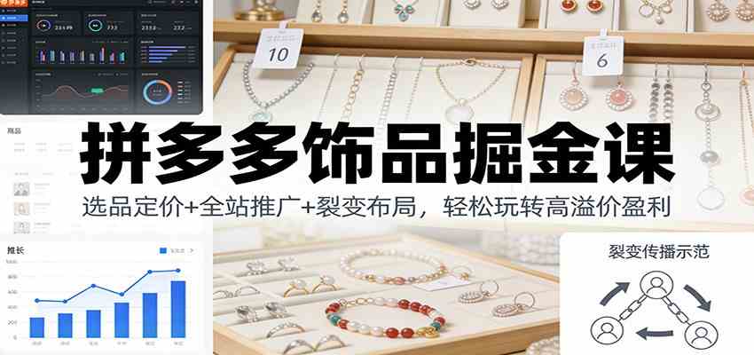 拼多多饰品掘金课：选品定价+全站推广+裂变布局，轻松玩转高溢价盈利-皓哥创业笔记